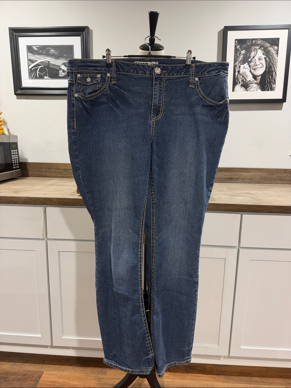 Zanadi Women's Medium Blue Boot Cut Jeans with Contrast Stitching size 18